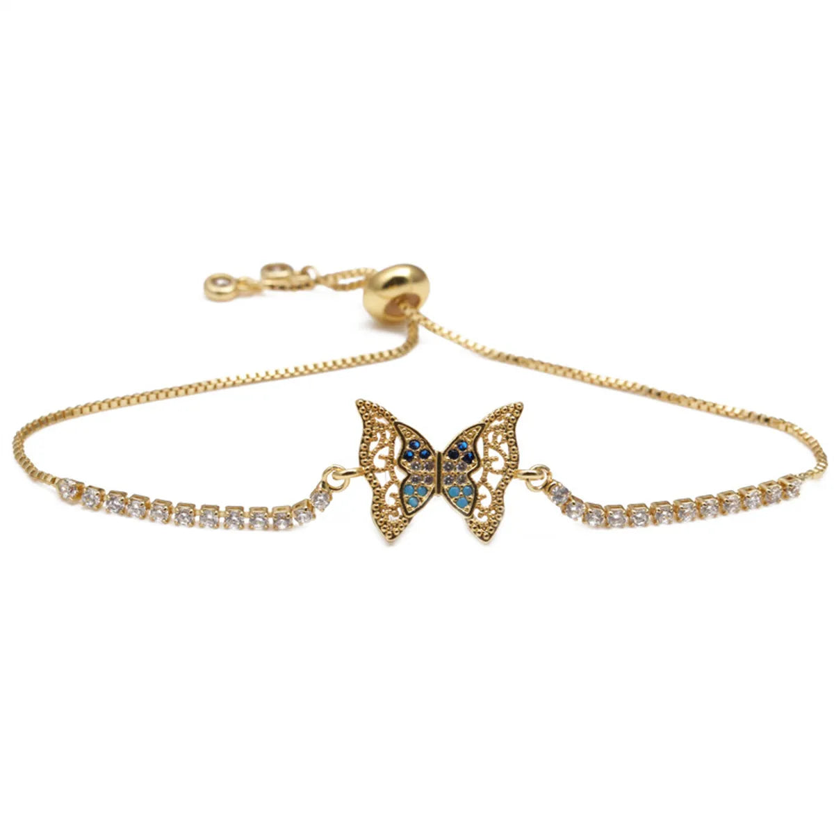 Copper IG Style Simple Style Enamel Inlay Butterfly Zircon Bracelets