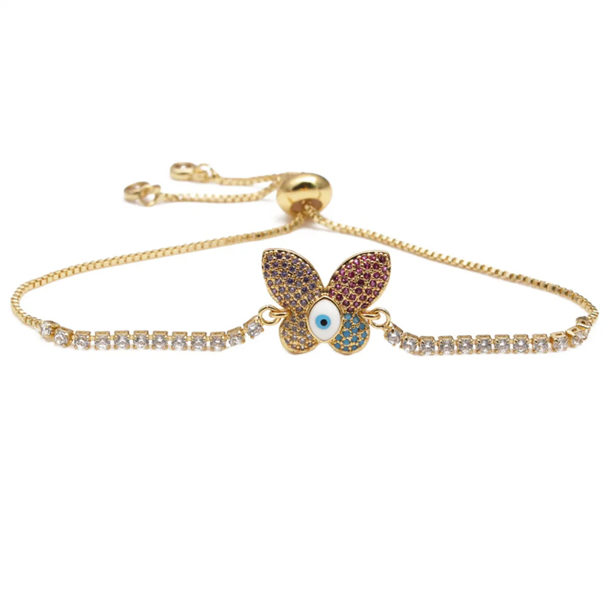 Copper IG Style Simple Style Enamel Inlay Butterfly Zircon Bracelets