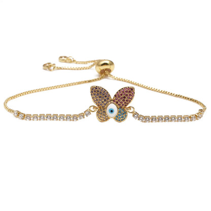 Copper IG Style Simple Style Enamel Inlay Butterfly Zircon Bracelets