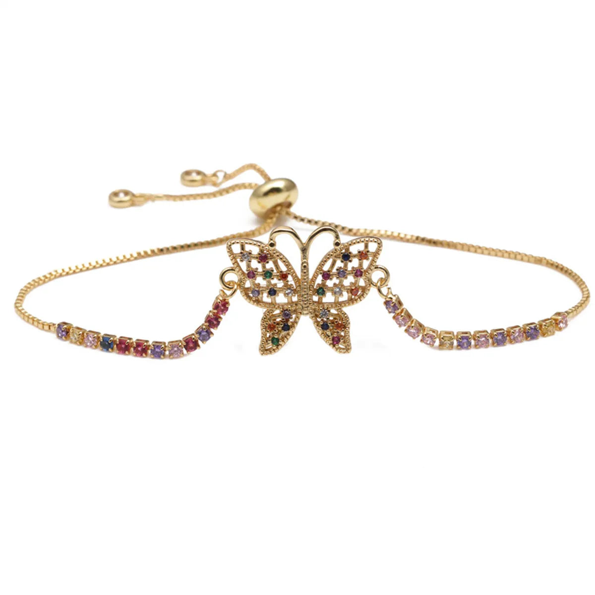 Copper IG Style Simple Style Enamel Inlay Butterfly Zircon Bracelets