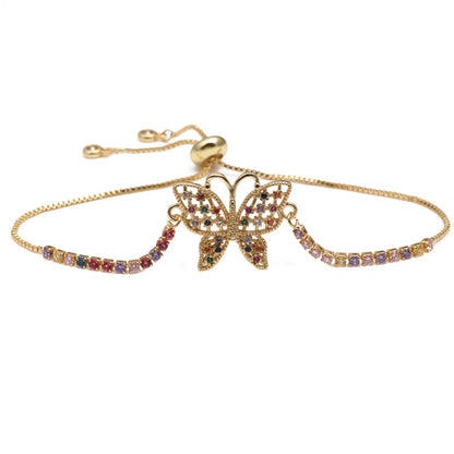 Copper IG Style Simple Style Enamel Inlay Butterfly Zircon Bracelets