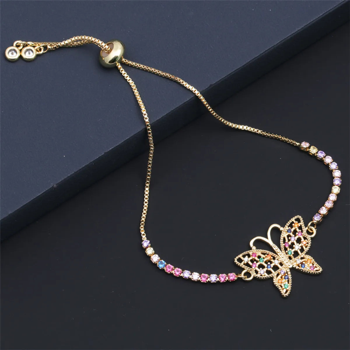 Copper IG Style Simple Style Enamel Inlay Butterfly Zircon Bracelets