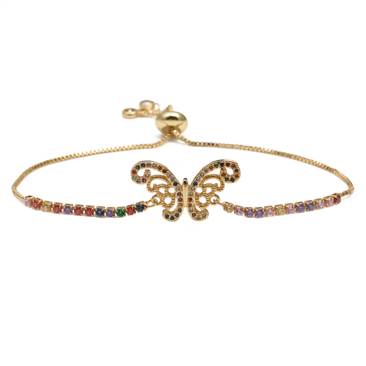 Copper IG Style Simple Style Enamel Inlay Butterfly Zircon Bracelets