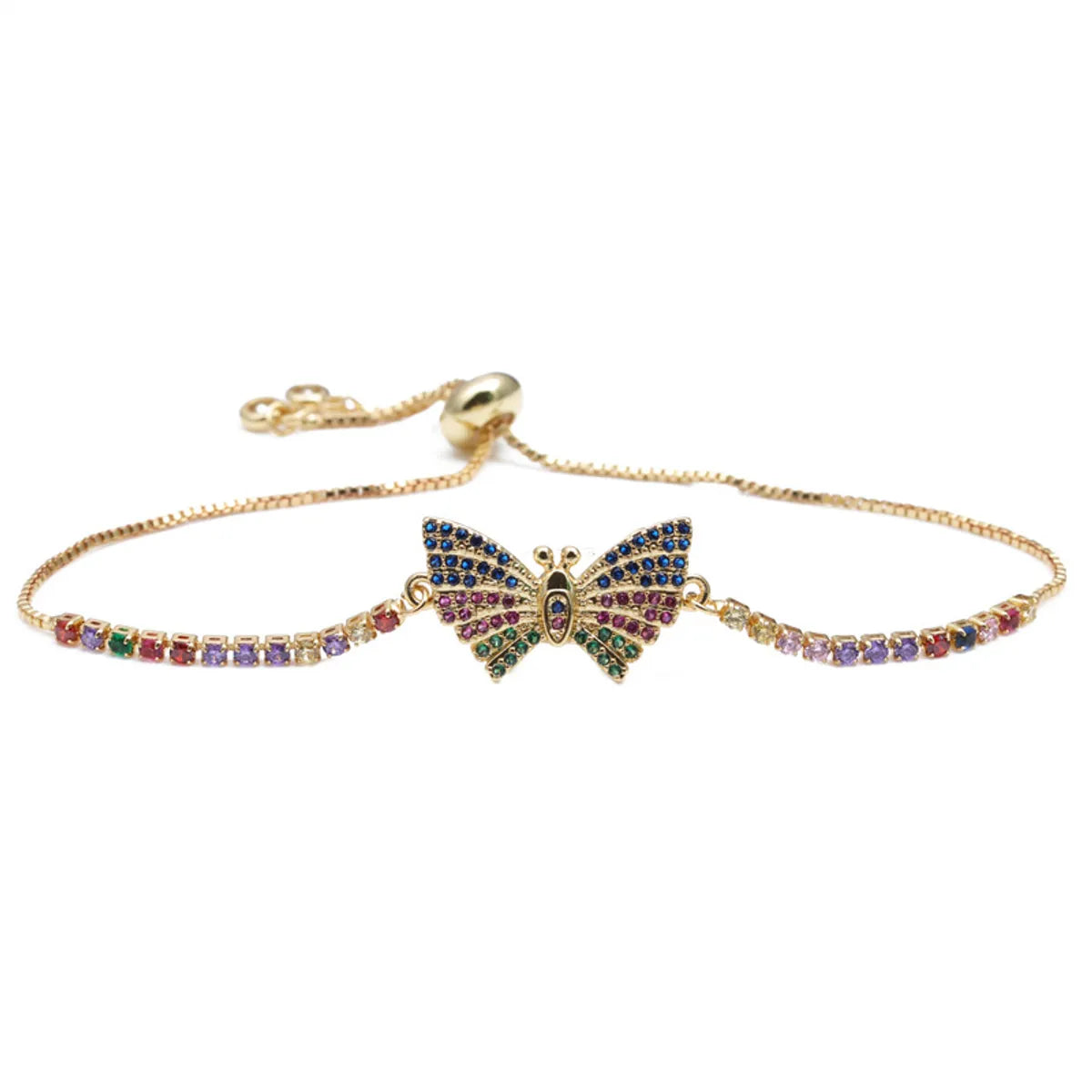 Copper IG Style Simple Style Enamel Inlay Butterfly Zircon Bracelets