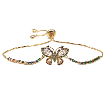 Copper IG Style Simple Style Enamel Inlay Butterfly Zircon Bracelets