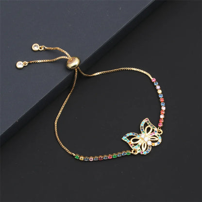 Copper IG Style Simple Style Enamel Inlay Butterfly Zircon Bracelets