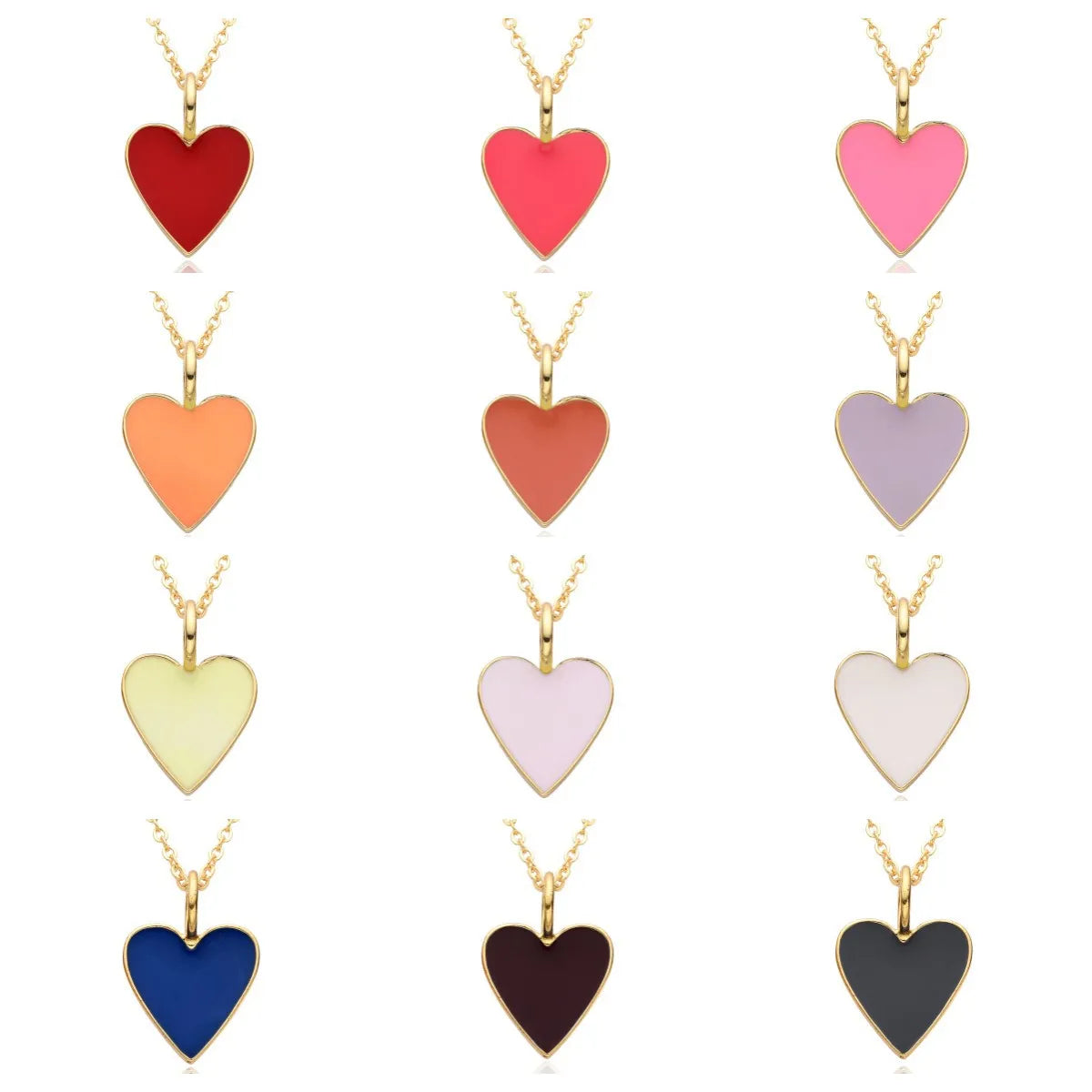 Copper IG Style Simple Style Heart Shape Enamel Plating Pendant Necklace