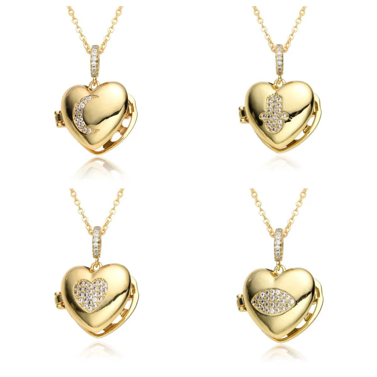 Copper IG Style Simple Style Round Letter Heart Shape Plating Inlay Zircon Pendant Necklace