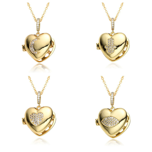 Copper IG Style Simple Style Round Letter Heart Shape Plating Inlay Zircon Pendant Necklace