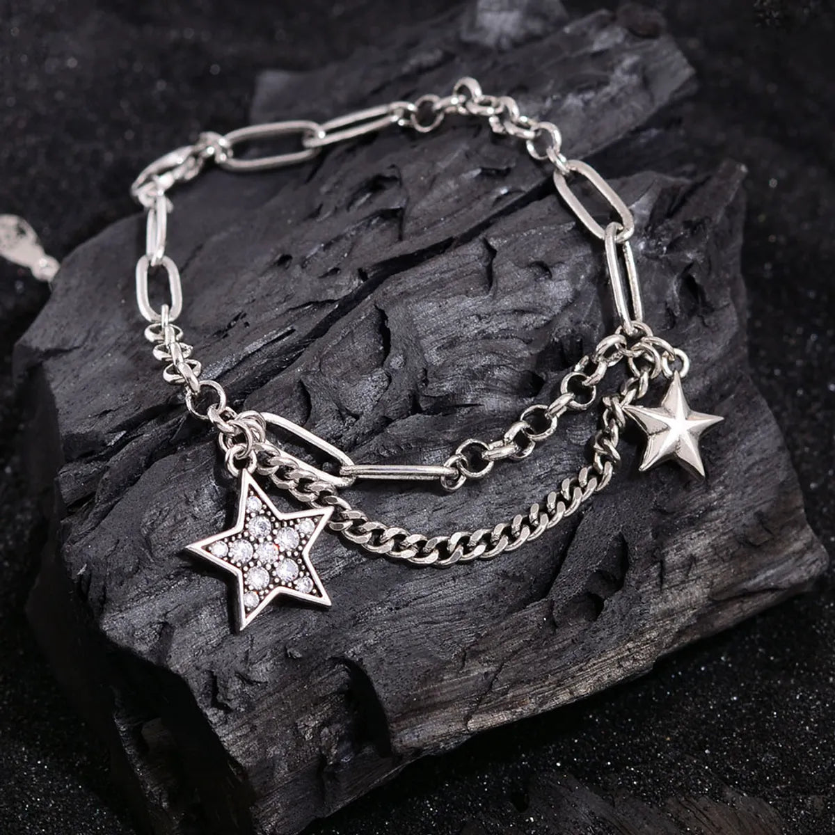 Copper IG Style Simple Style Star Chain Inlay Zircon Bracelets