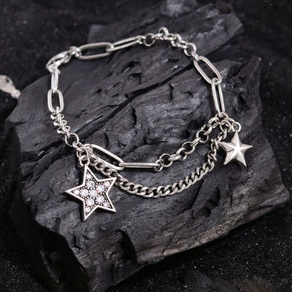 Copper IG Style Simple Style Star Chain Inlay Zircon Bracelets