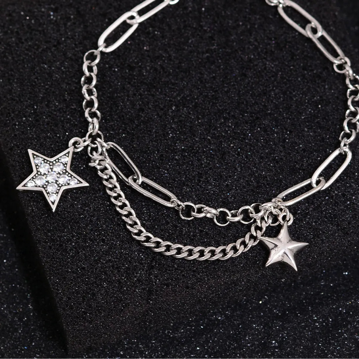 Copper IG Style Simple Style Star Chain Inlay Zircon Bracelets