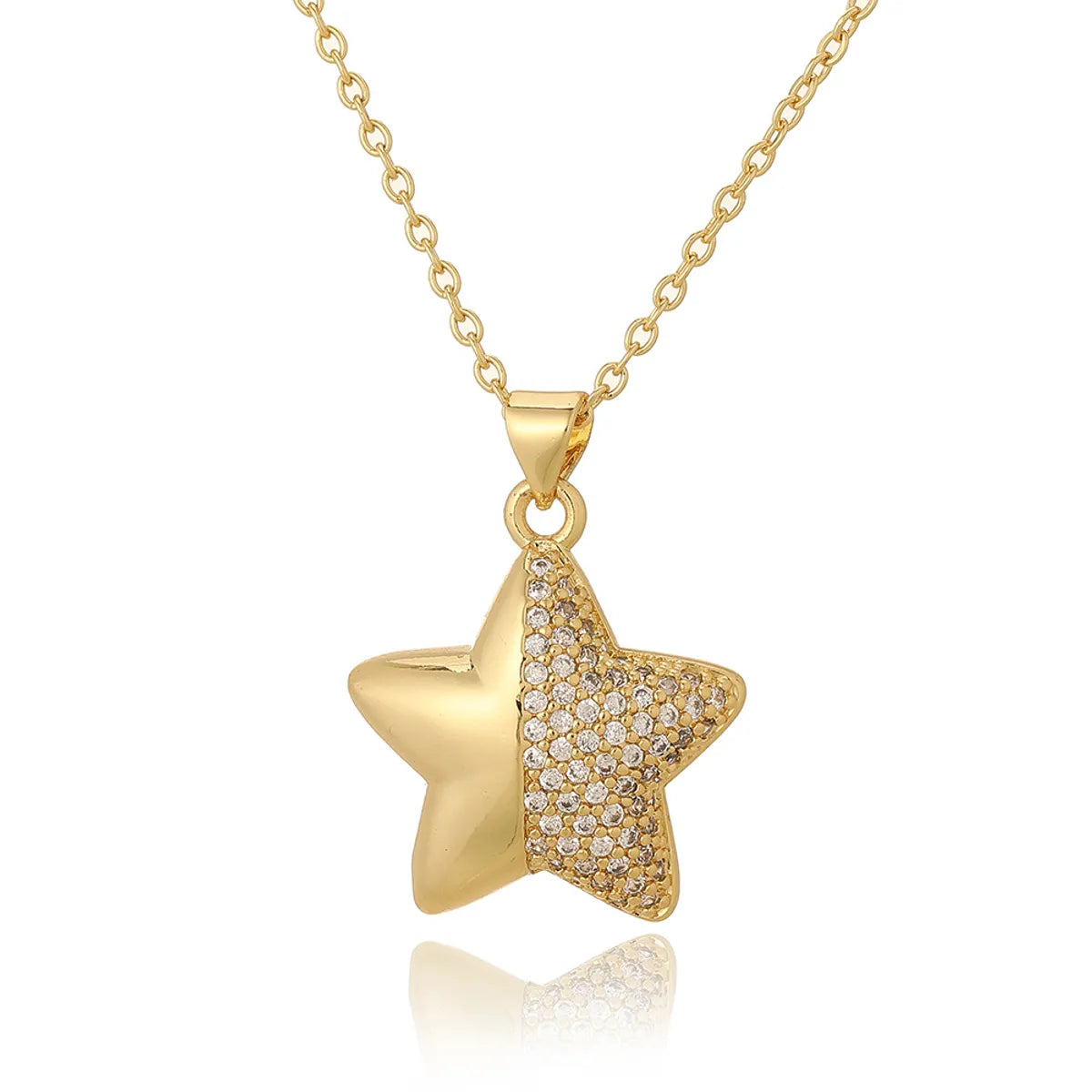 Copper Inlay Animal Star Pearl Zircon Pendant Necklace