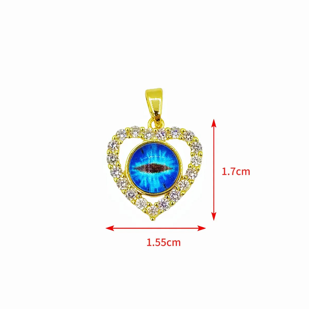 Copper Inlay Devil'S Eye Heart Shape Zircon Pendant Necklace