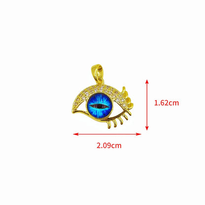 Copper Inlay Devil'S Eye Heart Shape Zircon Pendant Necklace