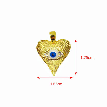 Copper Inlay Devil'S Eye Heart Shape Zircon Pendant Necklace