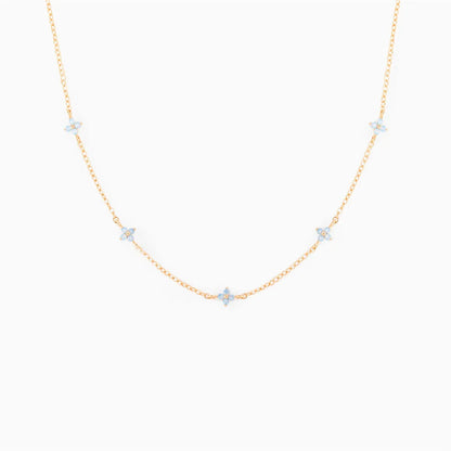 Copper Inlay Flower Petal Zircon Anklet Necklace