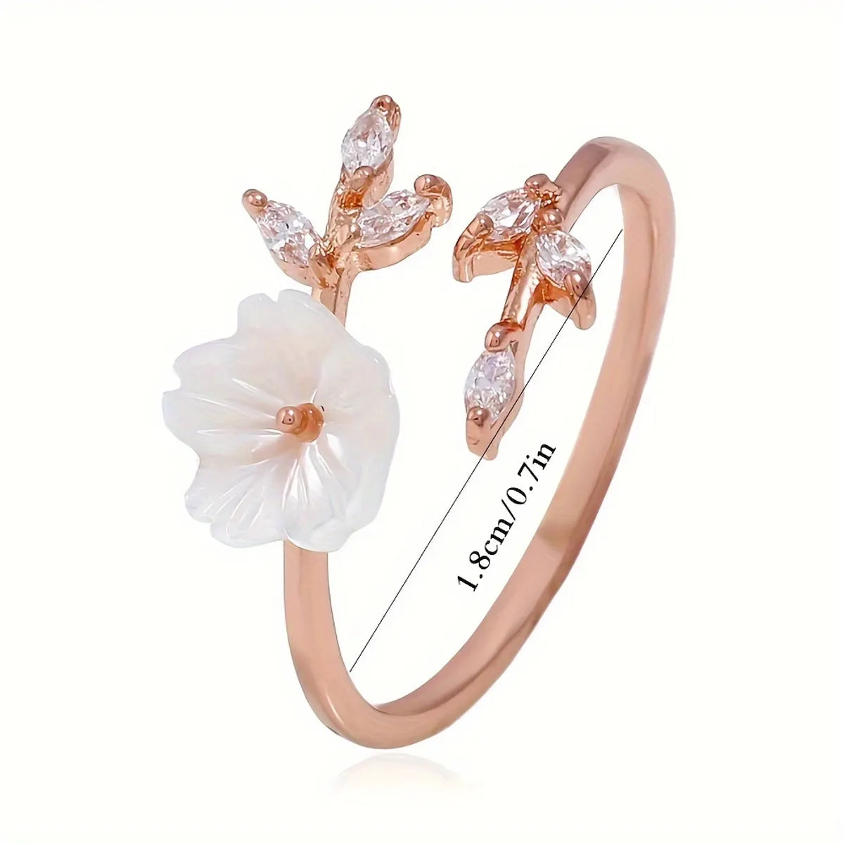 Copper Inlay Flower Zircon Open Rings