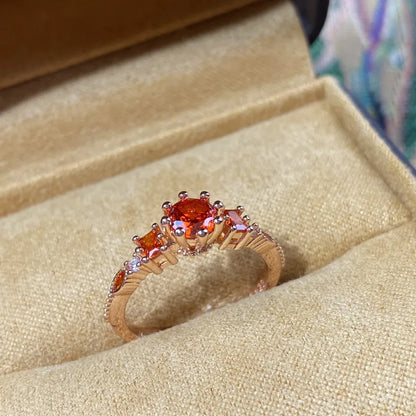 Copper Inlay Geometric Zircon Adjustable Ring