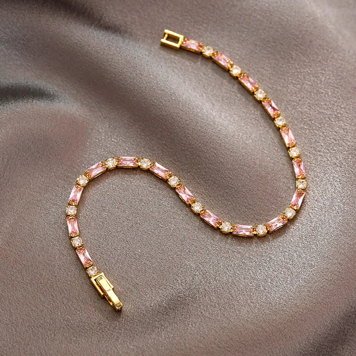 Copper Inlay Geometric Zircon Bracelets