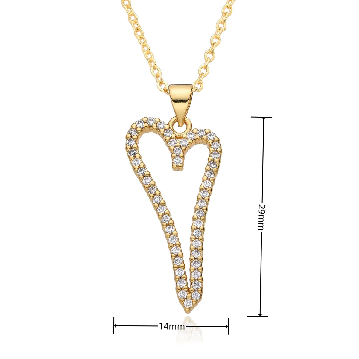 Copper Inlay Heart Shape Zircon Pendant Necklace