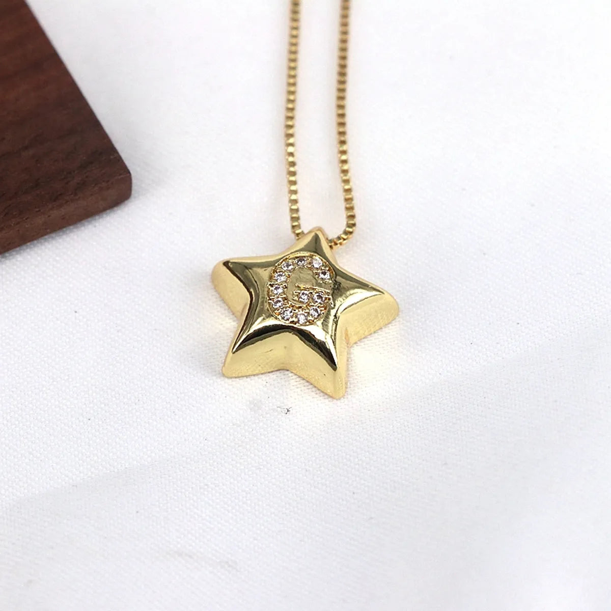 Copper Inlay Letter Star Zircon Pendant Necklace