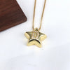 Copper Inlay Letter Star Zircon Pendant Necklace