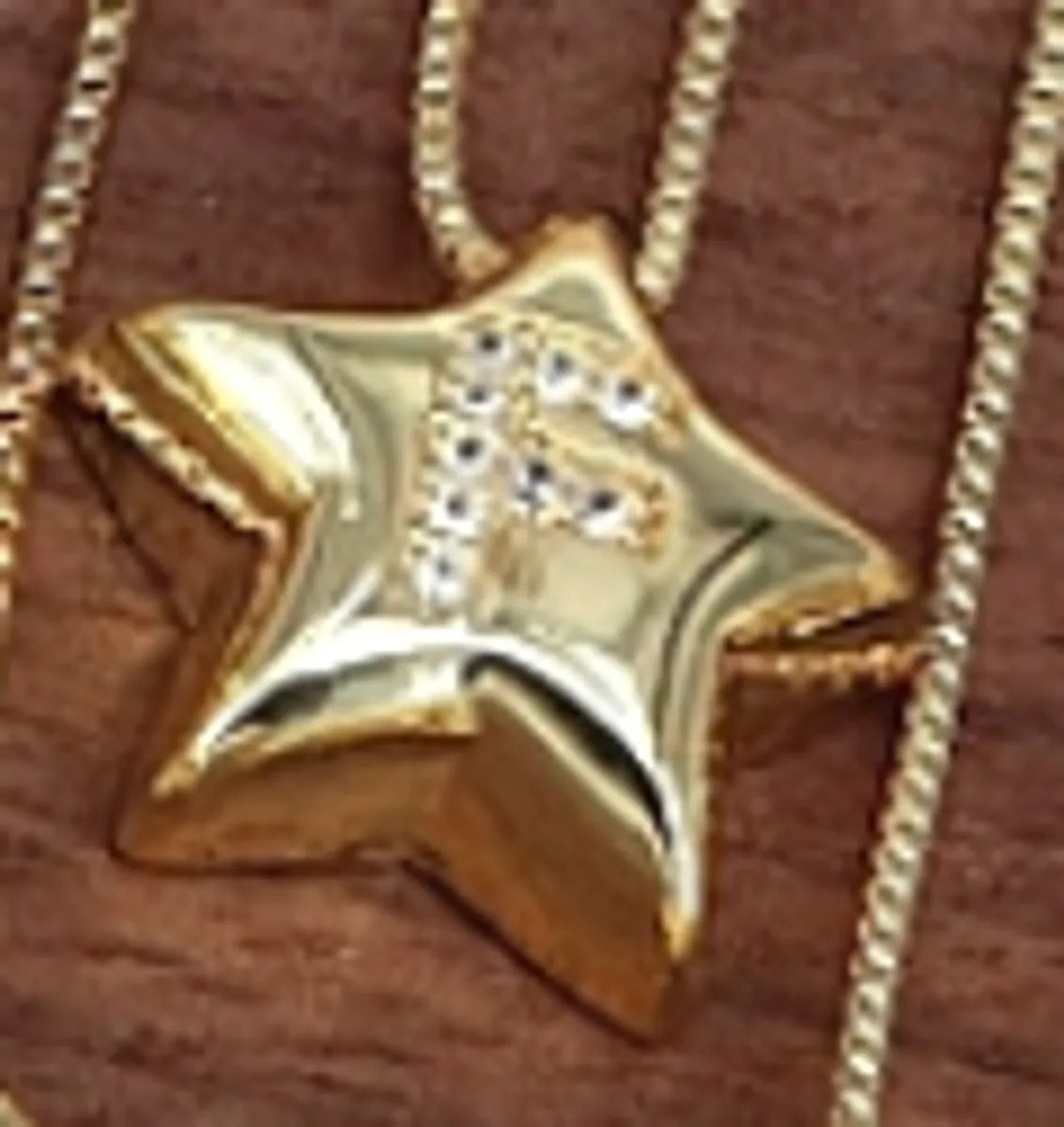 Copper Inlay Letter Star Zircon Pendant Necklace