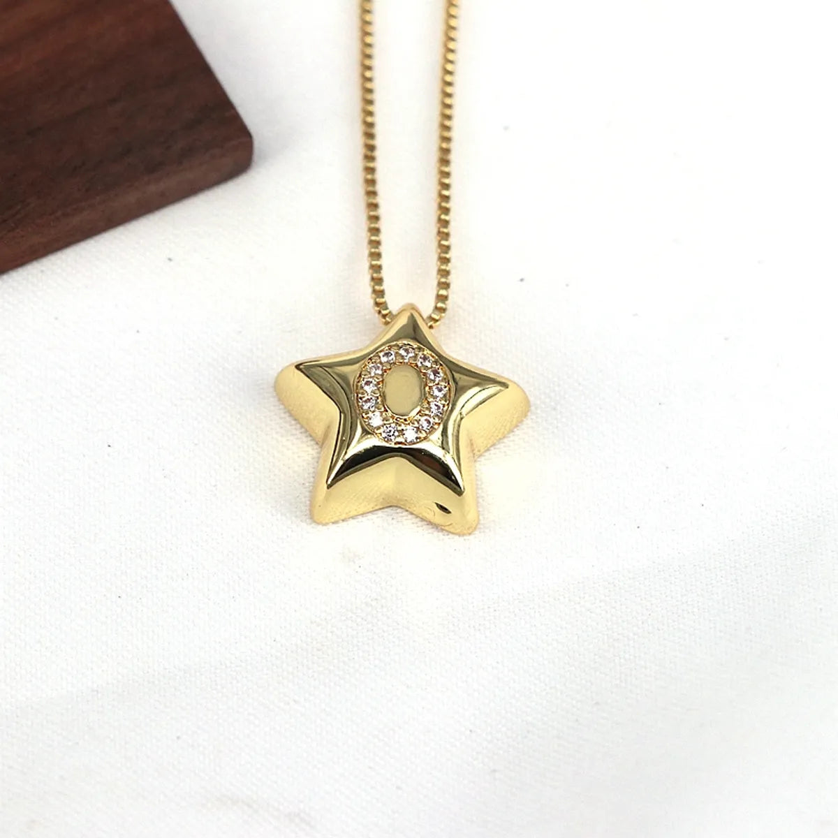 Copper Inlay Letter Star Zircon Pendant Necklace