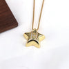 Copper Inlay Letter Star Zircon Pendant Necklace