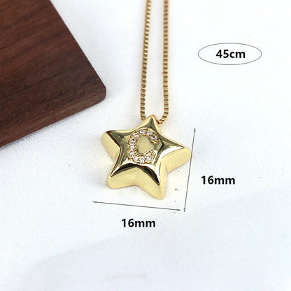 Copper Inlay Letter Star Zircon Pendant Necklace