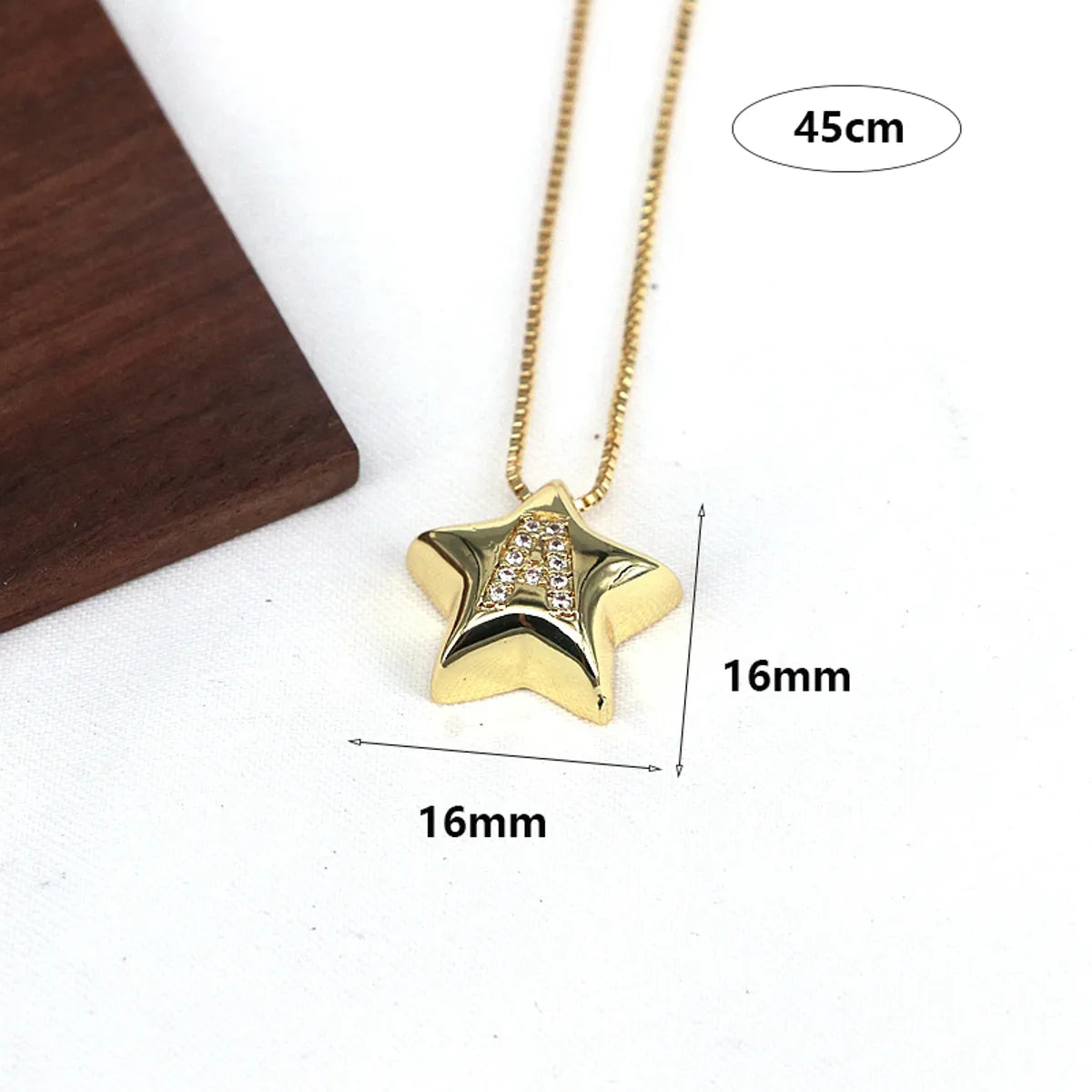 Copper Inlay Letter Star Zircon Pendant Necklace