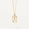 Copper Inlay Letter Zircon Pendant Necklace