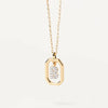 Copper Inlay Letter Zircon Pendant Necklace