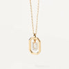 Copper Inlay Letter Zircon Pendant Necklace