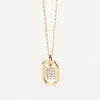 Copper Inlay Letter Zircon Pendant Necklace