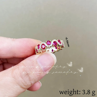 Copper Inlay Round Waves Zircon Open Rings