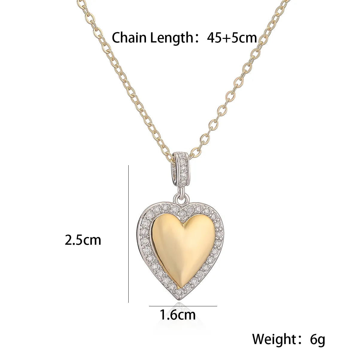 Copper Inlay Star Heart Shape Zircon Pendant Necklace