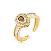 Copper Inlay Water Droplets Zircon Open Rings