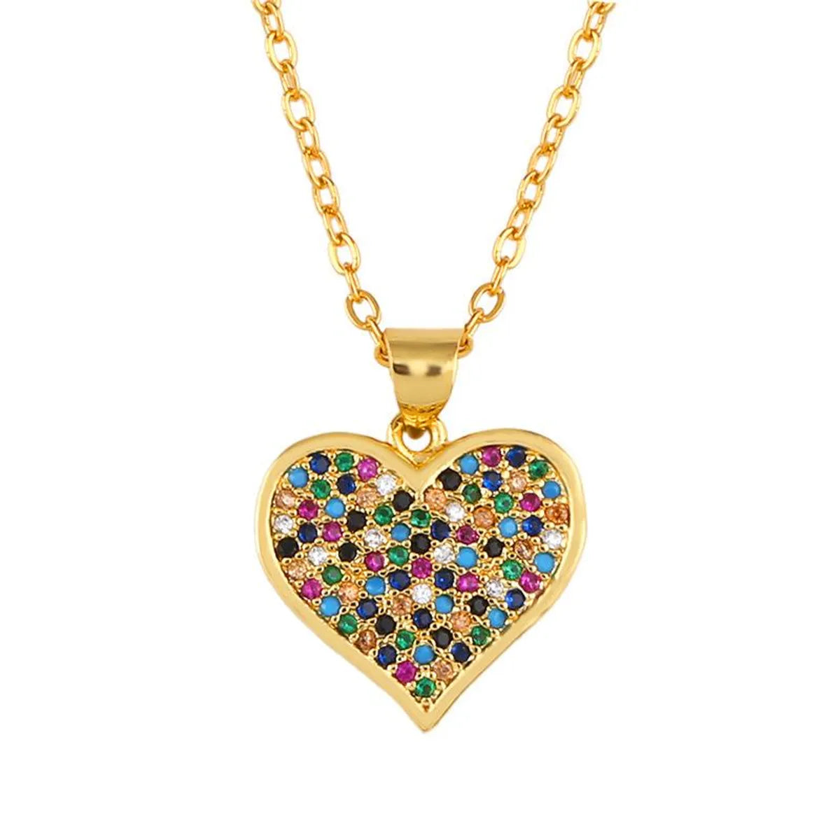 Simple Style Heart 18k Gold Plated Necklace In Bulk