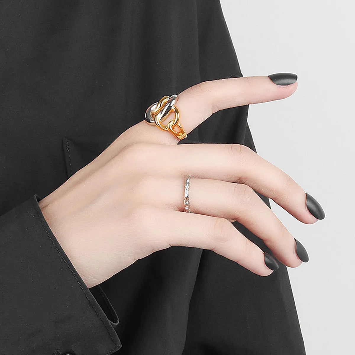 Copper Irregular Plating Color Block Rings