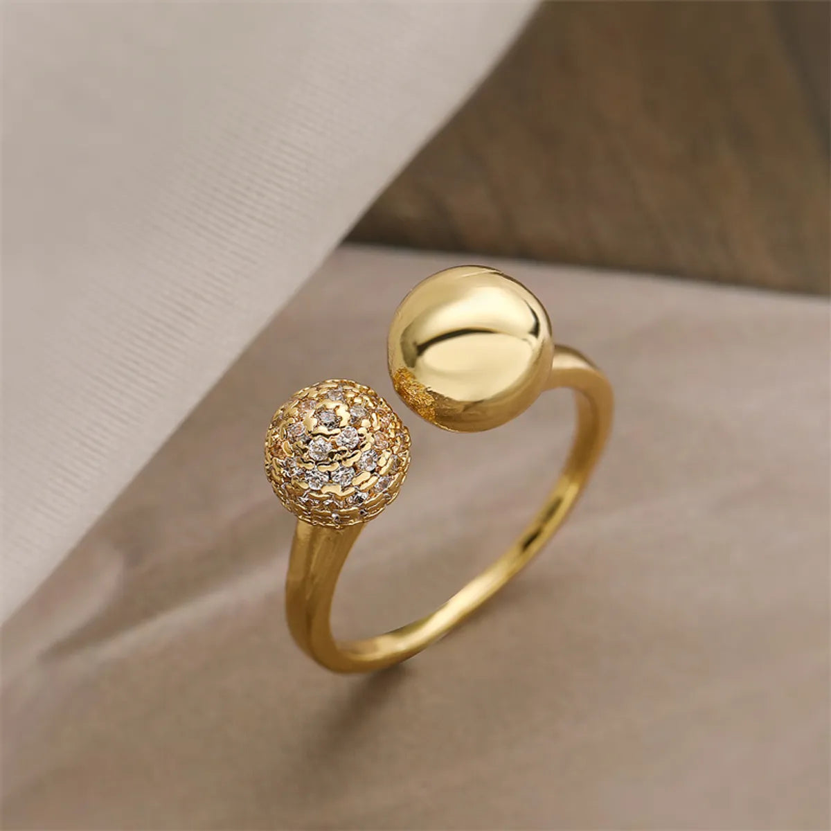 Copper K Gold Plated Cute Vintage Style Plating Inlay Animal Round Dinosaur Zircon Open Rings