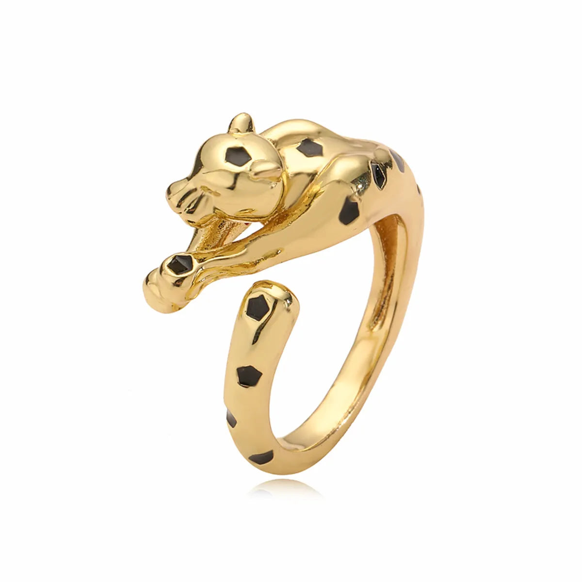 Copper K Gold Plated Cute Vintage Style Plating Inlay Animal Round Dinosaur Zircon Open Rings