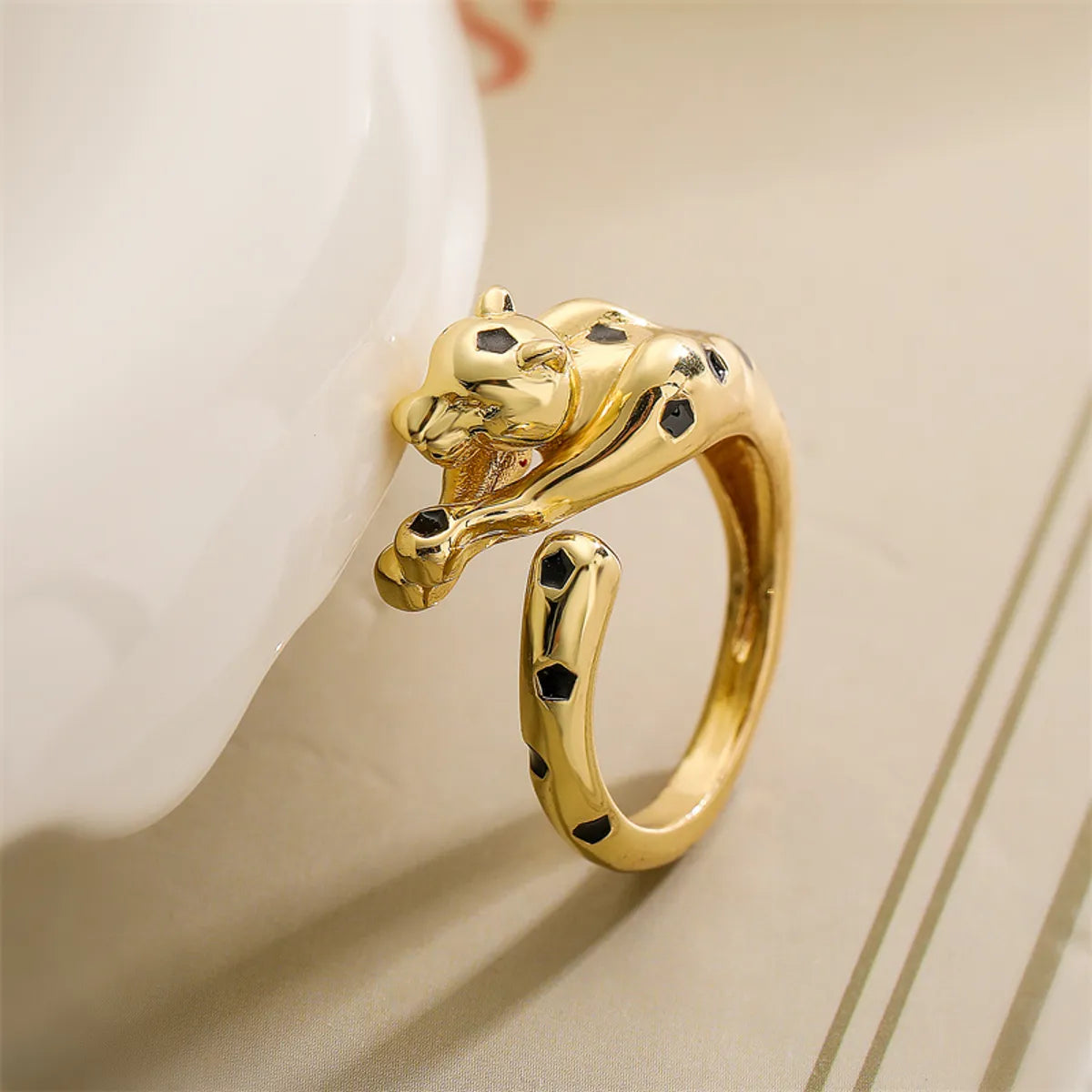 Copper K Gold Plated Cute Vintage Style Plating Inlay Animal Round Dinosaur Zircon Open Rings