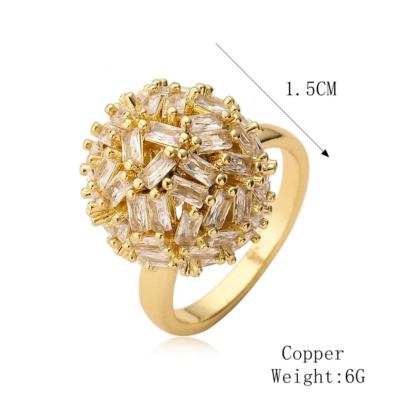 Copper K Gold Plated Elegant Commute Plating Inlay Geometric Zircon Open Rings