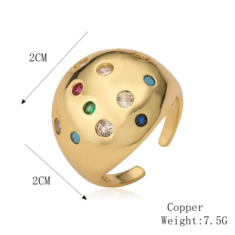 Copper K Gold Plated Elegant Commute Plating Inlay Geometric Zircon Open Rings