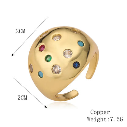 Copper K Gold Plated Elegant Commute Plating Inlay Geometric Zircon Open Rings