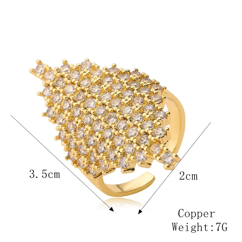 Copper K Gold Plated Elegant Commute Plating Inlay Geometric Zircon Open Rings