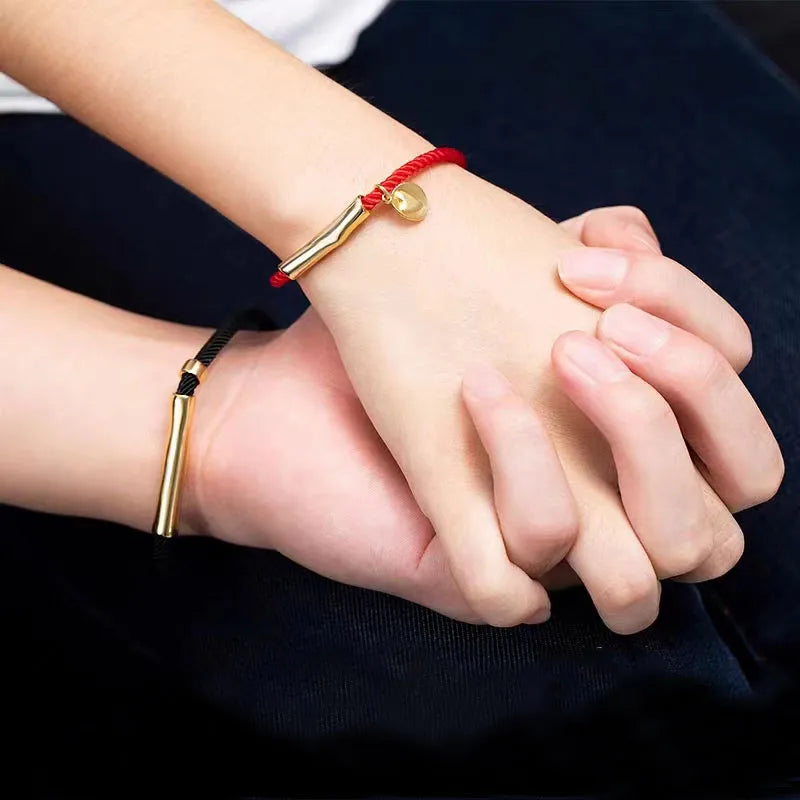 Copper K Gold Plated Handmade Simple Style Knitting Braid Solid Color Drawstring Bracelets