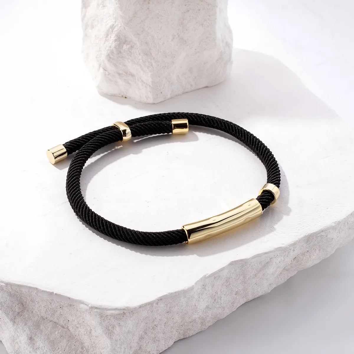 Copper K Gold Plated Handmade Simple Style Knitting Braid Solid Color Drawstring Bracelets